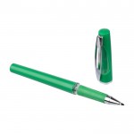 Bolígrafo con capuchón con detalle transparente y tinta de gel negra color verde cuarta vista
