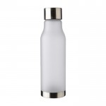 Botella de RPET aspecto glaseado con tapa y base de acero inox 600ml color blanco primera vista
