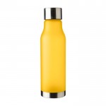 Botella de RPET aspecto glaseado con tapa y base de acero inox 600ml color amarillo primera vista