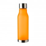 Botella de RPET aspecto glaseado con tapa y base de acero inox 600ml color naranja primera vista