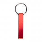 Llavero abridor de aluminio reciclado con soporte para el teléfono color rojo primera vista