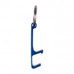 Llavero abridor de aluminio reciclado con soporte para el teléfono color azul ultramarino tercera vista