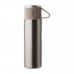 Termo doble pared de acero inoxidable de 420ml con 2 tazas de 150ml color plateado segunda vista