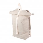 Mochila enrollable de cáñamo con pequeña cremallera frontal 280 g/m2 color caqui quinta vista