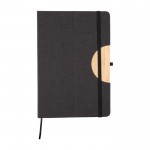 Libreta de cubierta plegable con soporte para móvil hojas a rayas A5 color negro primera vista