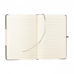 Libreta de cubierta plegable con soporte para móvil hojas a rayas A5 color gris cuarta vista