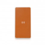 Batería externa inalámbrica con cuero reciclado 8.000 mAh color marrón claro
