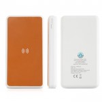 Batería externa inalámbrica con cuero reciclado 8.000 mAh color marrón claro vista 1