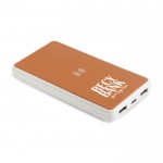 Batería externa inalámbrica con cuero reciclado 8.000 mAh vista con logo impreso
