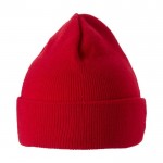 Elegante gorro de invierno para publicidad color rojo vista trasera