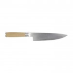Cuchillo para chef de acero inoxidable color madera clara segunda vista trasera