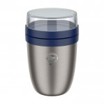 Fiambrera térmica con doble compartimento separado 700ml Mepal Ellipse 2.0 color azul marino vista impresa logo 2