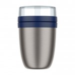 Fiambrera térmica con doble compartimento separado 700ml Mepal Ellipse 2.0 color azul marino segunda vista frontal