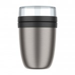 Fiambrera térmica con doble compartimento separado 700ml Mepal Ellipse 2.0 color negro segunda vista frontal