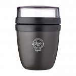 Fiambrera mini de plástico con doble compartimento 420ml Mepal Ellipse Mini color negro vista impresión tampografía