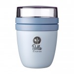 Fiambrera mini de plástico con doble compartimento 420ml Mepal Ellipse Mini color azul vista impresión tampografía
