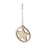 Adorno de madera con estrella color madera clara