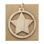 Adorno de madera con estrella color madera clara vista detalle 1