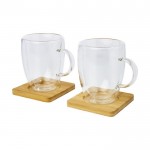 Set de tazas de doble pared con posavasos color transparente cuarta vista