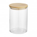 Tarro mediano de vidrio con tapa de bambú para alimentos 550ml color natural