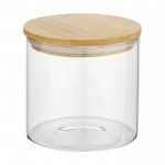 Tarro pequeño de vidrio para alimentos con tapa de bambú 320ml color natural