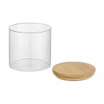 Tarro pequeño de vidrio para alimentos con tapa de bambú 320ml color natural segunda vista