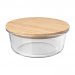Ensaladera de vidrio de borosilicato con tapa de bambú 750ml color natural