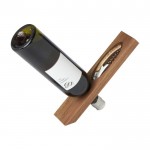 Set de portabotellas de madera de acacia con utensilio color madera