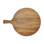 Tabla para cortar pizza de madera de acacia con 6 ranuras color madera tercera vista trasera