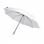 Paraguas manual RPET 21” de poliéster pongee con mango de madera Ø99 color blanco