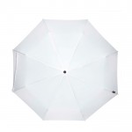 Paraguas manual RPET 21” de poliéster pongee con mango de madera Ø99 color blanco segunda vista frontal