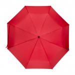 Paraguas manual RPET 21” de poliéster pongee con mango de madera Ø99 color rojo segunda vista frontal