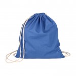 Mochila de cuerdas de algodón de colores Oeko-Tex® 140g/m2 color azul segunda vista