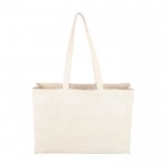 Bolsa de la compra de algodón natural Oeko-Tex® con fuelle 280 g/m2 color caqui primera vista