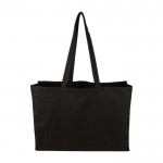 Bolsa de la compra de algodón Oeko-Tex® con fuelle 280 g/m2 color negro primera vista