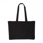 Bolsa de la compra de algodón Oeko-Tex® con fuelle 280 g/m2 color negro segunda vista