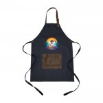 Delantal ajustable de lona con un bolsillo delantero de cuero color azul primera vista