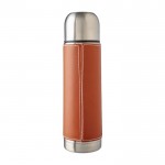 Termo de acero inoxidable con funda extraíble de cuero 400ml color marrón segunda vista