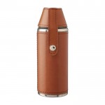 Botella de acero inoxidable con 2 vasos y funda de cuero 230ml quinta vista