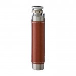 Petaca de acero inoxidable con funda de cuero marrón 100ml sexta vista