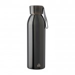Botella de acero inoxidable reciclado con tapa y correa a juego 650ml color negro segunda vista