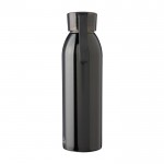 Botella de acero inoxidable reciclado con tapa y correa a juego 650ml color negro tercera vista