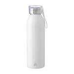 Botella de acero inoxidable reciclado con tapa y correa a juego 650ml color blanco segunda vista