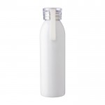 Botella de acero inoxidable reciclado con tapa y correa a juego 650ml color blanco tercera vista
