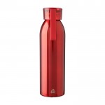 Botella de acero inoxidable reciclado con tapa y correa a juego 650ml color rojo primera vista