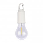 Lámpara en forma de bombilla recargable con clip para transporte color blanco primera vista
