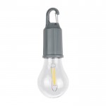 Lámpara en forma de bombilla recargable con clip para transporte color gris primera vista