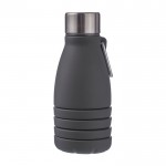 Botella de silicona plegable con tapa de acero y mosquetón 550ml color negro primera vista