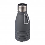 Botella de silicona plegable con tapa de acero y mosquetón 550ml color negro segunda vista