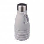 Botella de silicona plegable con tapa de acero y mosquetón 550ml color gris segunda vista